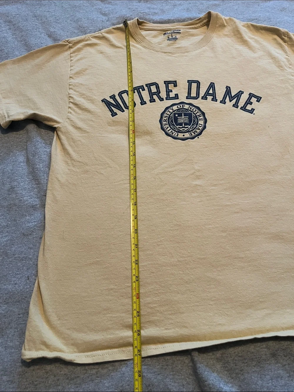 Champion Crewneck Tee - Beige with Navy Notre Dame Logo size L - Picture 5 of 7